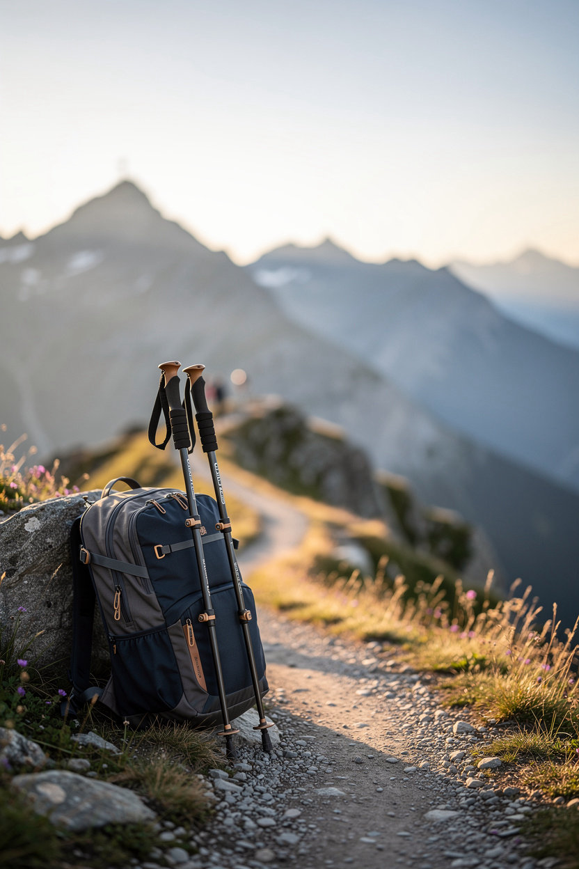 Le Grand Sommet guided mountain trail at golden hour above Magadino, Ticino, with luxury hotel views of the high peaks